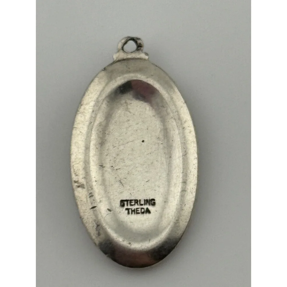 Vintage Theda Sterling Silver‎ Saint St Christopher Medal Pendant Oval Shape